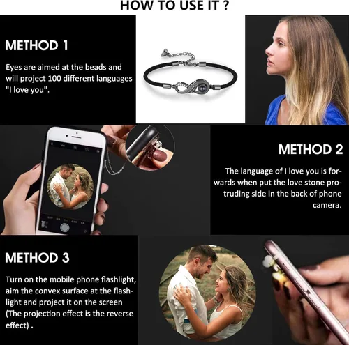 Miniatura 3 de lagofit Pulseras personalizadas con imagen en el interior, pulseras personalizadas a juego para parejas, pulseras de proyección de fotos, regalos