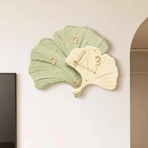 Miniatura 4 de Decorative Wall Clocks for Living Room, Large Wall Clock, 3D Wall Art Kitchen Clock, Ginkgo Leaf Sculpture for Bedroom Office(Green,Large)