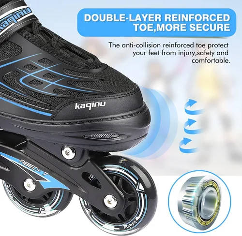 Miniatura 5 de Patines en línea ajustables, patines en línea para exterior con ruedas completamente iluminadas para niños y adultos, mujeres, niñas y niños D- azul