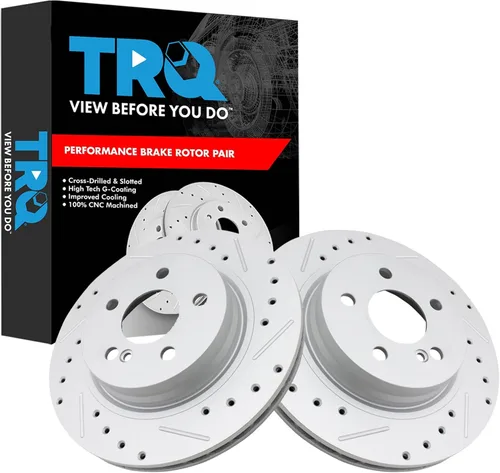 Miniatura 47 de TRQ Juego de rotores de freno de rendimiento trasero con revestimiento G premium compatible con Mazda 6 2014-2021