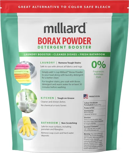Miniatura 2 de Milliard Polvo de bórax - Agente de limpieza multiusos puro, potenciador de detergente para ropa (2 libras)