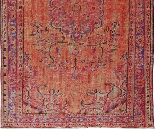 Miniatura 5 de 5.7x9 Ft 1960s Orange Over-Dyed Rug for Modern Interiors, Turkish Handmade Carpet