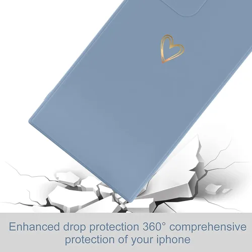 Miniatura 6 de Wirvyuer Funda para Samsung Galaxy S22 Ultra, bonita funda delgada a prueba de golpes con soporte de carga inalámbrica y protección, azul y gris