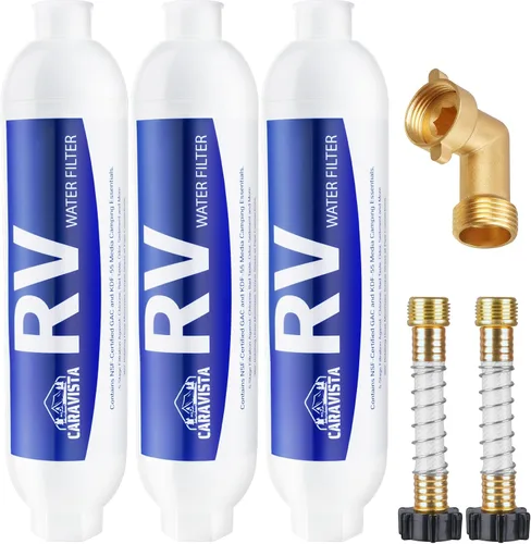 Miniatura 8 de Filtro de agua para RV - Filtro de agua en línea con protector de manguera flexible - Certificado NSF y ANSI 42 - Esenciales de camping para reducir