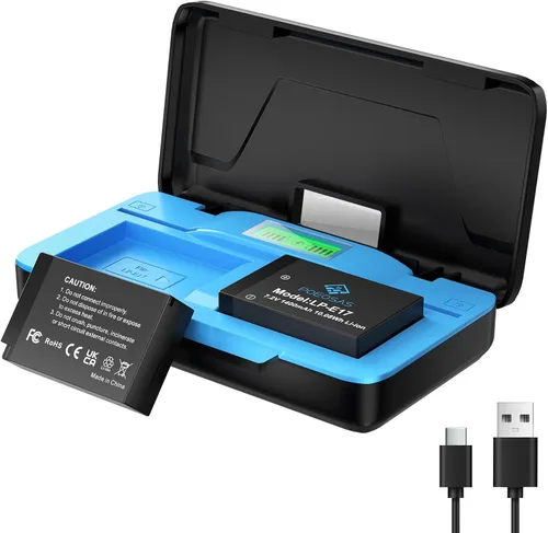 Batería LP-E17 para R50, paquete de 2 unidades de 1400 mAh con USB-C 20 W Funda de carga rápida de doble canal para cámara EOS R100 R50 RP R10,