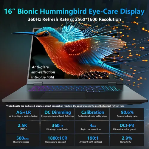 Miniatura 5 de Thunderobot Zero 16 Pro - Laptop para juegos QHD+ 360Hz de 16 pulgadas, GPU RTX 5080, Core Ultra 9 275HX, 32 GB DDR5, SSD de 1 TB, teclado RGB