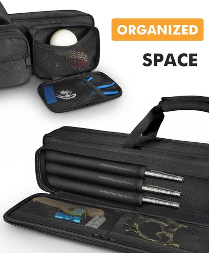 Miniatura 4 de PEKREWS Estuche para Taco de Billar, Estuche para Taco de Billar 4x5 con Múltiples Bolsillos que Sostiene 4 Culatas y 5 Puntas, Bolsa Acolchada
