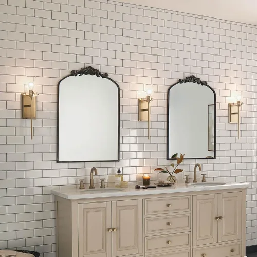 Miniatura 7 de Kichler, Aplique de pared Alton de 22.25 pulgadas con 1 luz, vidrio esmerilado transparente en bronce champán para pasillo, entrada, baño y tocador