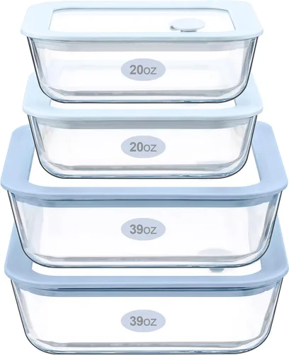 Miniatura 10 de Juego de recipientes de vidrio para alimentos Urban Green con tapa de vidrio, 4 paquetes, recipientes de almacenamiento de alimentos con tapa Verde