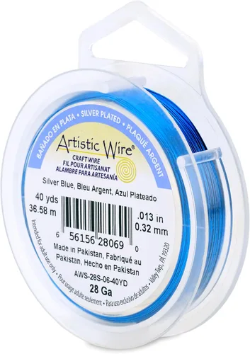 Miniatura 28 de Artistic Wire, alambre para manualidades de calibre 22 bañado en plata, resistente a las manchas, color cobre, blanco, 9,1 m