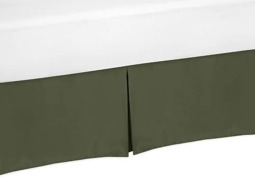 Sweet Jojo Designs Falda de cuna para bebé, color verde oscuro, con volantes de polvo, color sólido, color verde olivo para la colección de ciervos