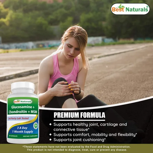 Miniatura 4 de Best Naturals, Suplementos MSM de glucosamina condroitina, 2600 mg por porción, 90 cápsulas (90 unidades (paquete de 3))