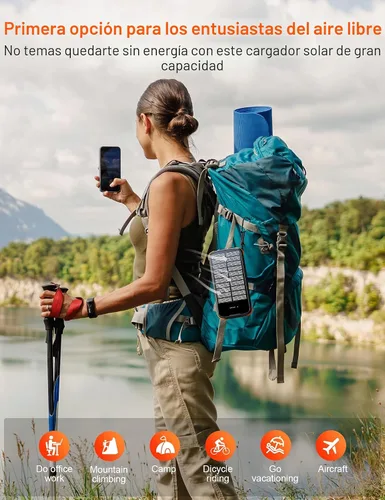 Miniatura 9 de Cargador Solar Banco de Energía, Batería Externa de Carga Rápida PD 20W, 40000mAh Cargador Portátil para Teléfono con 4 Cables Integrados y Luces