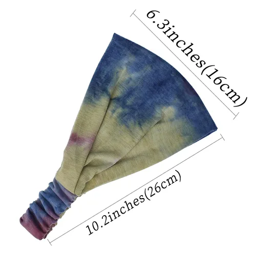 Miniatura 5 de Olbye Diademas anchas bohemias anudadas turbante elásticas antideslizantes florales diademas para entrenamiento para la cabeza, bandana bohemia