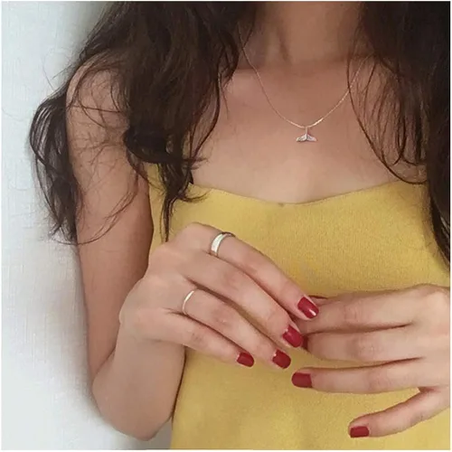 Miniatura 4 de Collar de plata de ley con forma de cola de sirena de cristal para mujeres y niñas delicada colgante de cola de ballena de delfín de peces