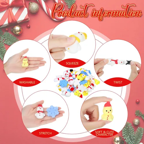 Miniatura 3 de Syhood 70 piezas de juguetes de invierno para el estrés, muñeco de nieve, regalos de fiesta de Navidad, alivio del estrés, mini juguetes