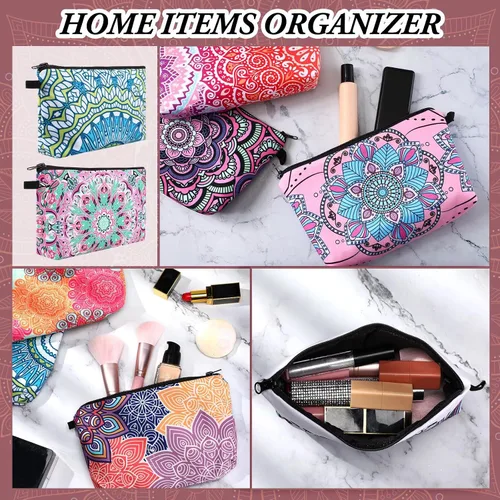 Miniatura 6 de Dunzy 16 bolsas de maquillaje a granel para mujeres, regalos para mamá, bolsas de cosméticos de lona con bolsas con cremallera, organizador