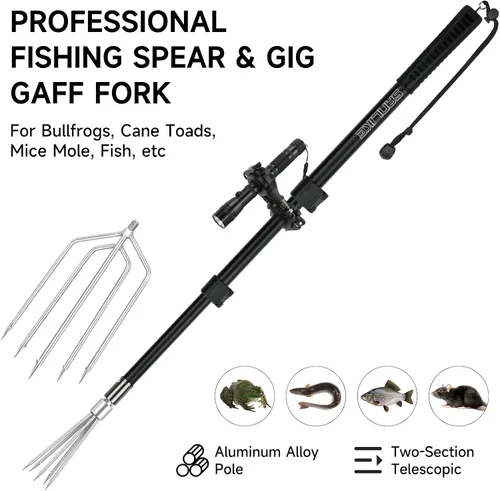 Miniatura 4 de SAN LIKE Arpón de Pesca Lanza Gaff Gig Gaff Horquilla Gancho para Rana Sapo Caña Ranas Toro Bufo Platija Pez de Hielo Topo Herramienta de Remoción