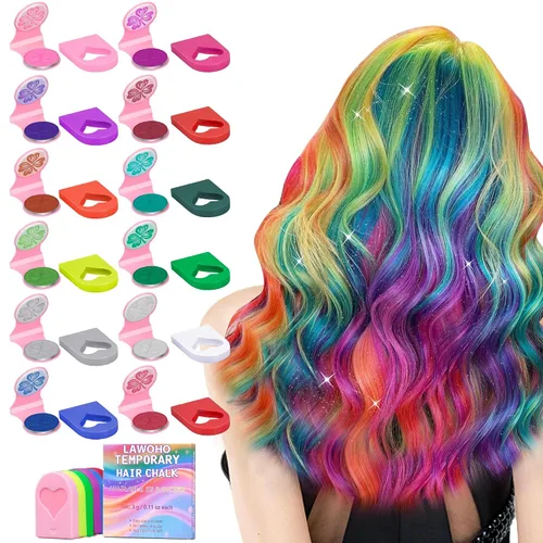 Miniatura 11 de Set de peine de tiza para el cabello temporal de 10 colores brillantes - Regalos de cumpleaños para niñas de 8, 9, 10, 11, 12 años, disfraces