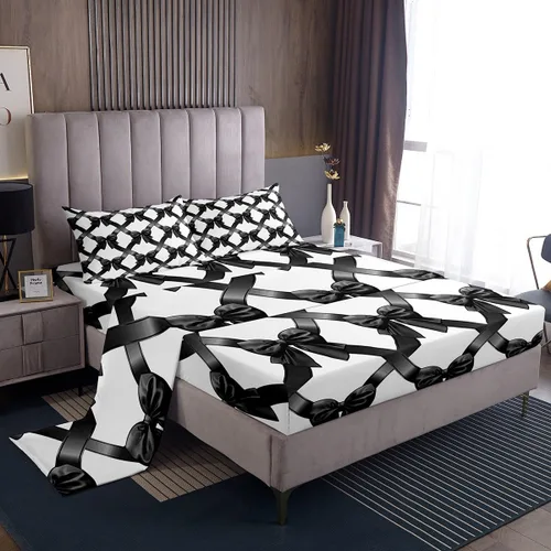 Miniatura 18 de Feelyou Juego de sábanas de lazo de acuarela, tamaño individual, juego de sábanas con lazos de coqueta para niños y niñas, decoración de dormitorio