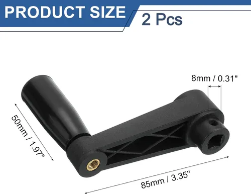Miniatura 2 de uxcell 2 piezas de mango giratorio de 0.315 x 3.346 in (diámetro x L), mango de manivela de torno universal de repuesto para máquina de molienda