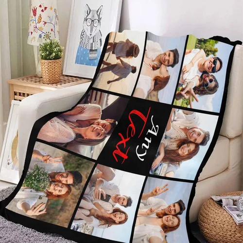 Miniatura 3 de YESCUSTOM Manta personalizada con texto fotográfico, manta personalizada con mis propias imágenes para Navidad, familia, mamá, papá, perro