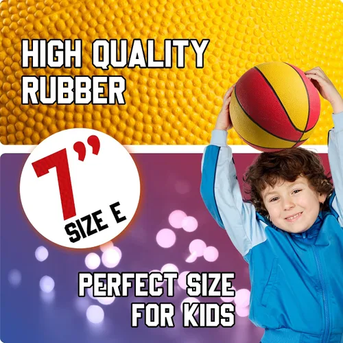 Miniatura 7 de PlayBolt Mini pelotas de baloncesto de goma de 7 pulgadas, tamaño 3 (paquete de 4) – Baloncesto de piscina para niños en varios colores interiores
