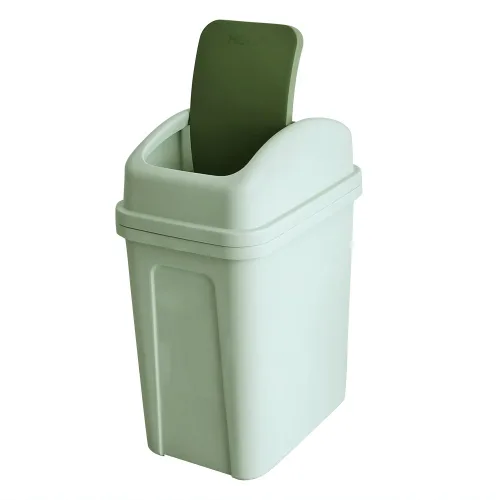 Miniatura 11 de Teyyvn Cubo de basura de plástico de 7 litros/1.8 galones, bote de basura pequeño con tapa abatible (ligeramente gris)