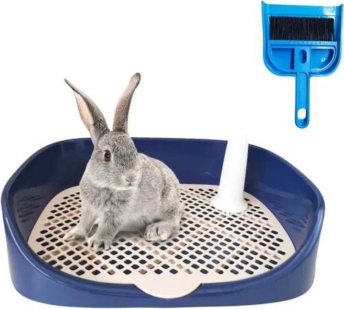 Tfwadmx Caja de arena para conejillos de indias, bandeja de esquina rectangular para inodoro de animales pequeños, para hurón, chinchilla (15.7 x