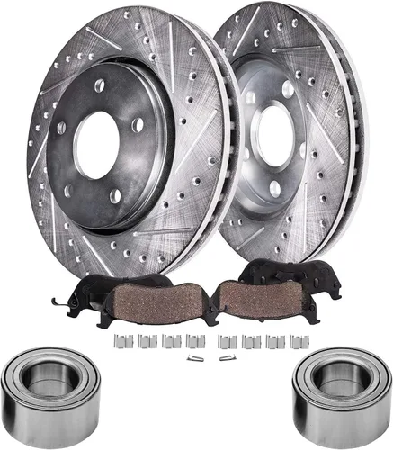 Miniatura 12 de Detroit Axle - Kit de freno delantero para Hyundai Nexo 2019-2024, rotores de freno perforados y ranurados, pastillas de freno de cerámica