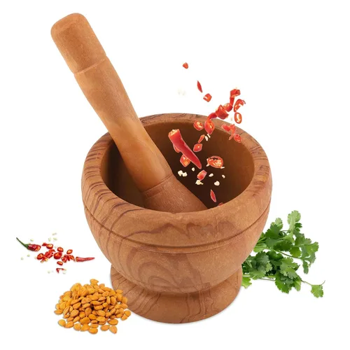Juego de mortero y mortero, mortero y mortero con martillo de varilla, triturador de ajo y salsa, trituradora de mano, utensilios de cocina,