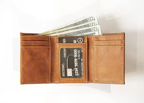 Miniatura 2 de Rico Industries Billetera marrón con grabado láser de la NFL, Baltimore Ravens, Trifold