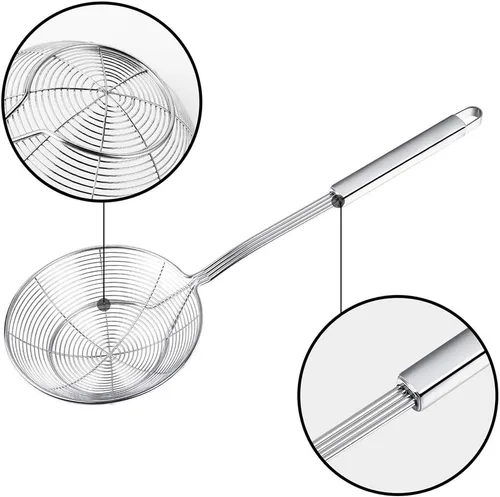 Miniatura 3 de Swify - Colador de araña, cuchara asiática de acero inoxidable con asa para freidora de cocina, pasta, espaguetis, fideos, 5.5 pulgadas
