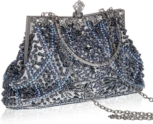 Miniatura 9 de Amylove Bolso de mano con cuentas estilo vintage de los años 1920, formal, accesorios para mujer, para eventos nocturnos, regalo para fiesta