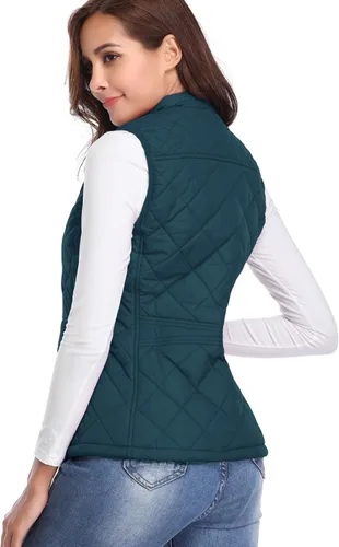 Miniatura 3 de Fuinloth - Chaleco acolchado para mujer, diseño de cuello alto, ligero, con cierre