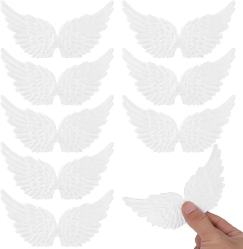 Miniatura 9 de Healeved 12 piezas de mini alas de ángel adornos de bricolaje alas decorativas para mochilas, accesorios de ropa, alas pequeñas creativas para Blanco