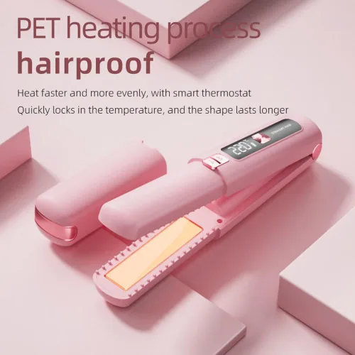 Miniatura 5 de Alisador y rizador de viaje portátil 2 en 1, alisador de pelo inalámbrico de 4500 mAh, plancha plana LCD recargable, mini plancha rizadora