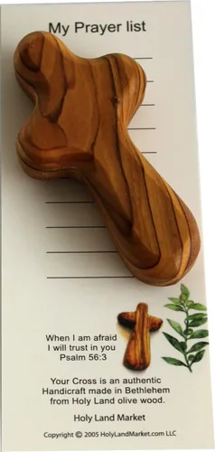Miniatura 8 de Paquete de 6 cruces de bolsillo de madera de olivo de Belén de tamaño mediano – Cruces auténticas de Belén para oración y alivio de la ansiedad