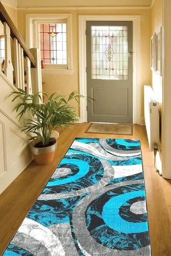 Miniatura 16 de Yafa Home Fashion Alfombra moderna y contemporánea con diseño de remolinos, lujosa, elegante y moderna (negro/gris, 2 pies x 3 pies)