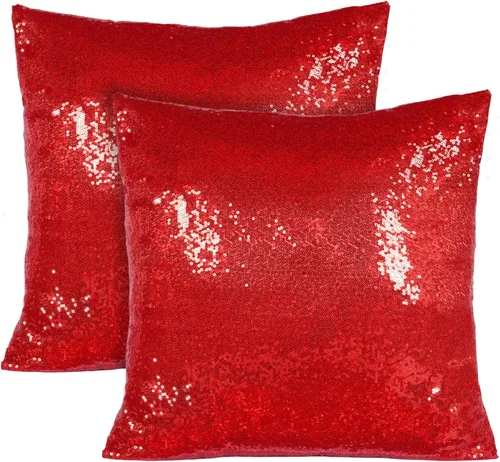 Miniatura 13 de Poise3EHome Fundas de almohada decorativas de 18 x 18 pulgadas, color rosa fucsia con lentejuelas, para sofá, cama, sala de estar, Navidad
