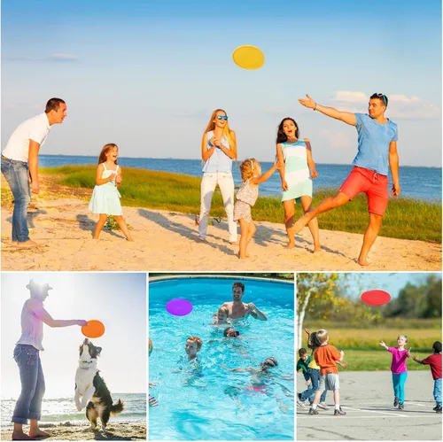 Miniatura 7 de Disco Volador para Niños de 7 Pulgadas, Discos Voladores de Silicona a Granel para Niños, Perros, Exteriores, Patio Trasero, Césped, Escuela