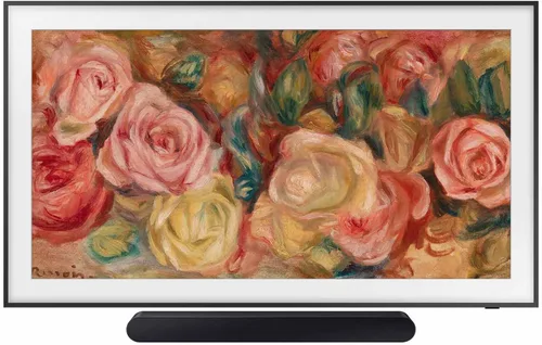 SAMSUNG Serie QLED The Frame LS03C de 32 pulgadas, Quantum HDR, modo artístico (QN32LS03CB) con barra de sonido Samsung S60D 5.0ch con audio