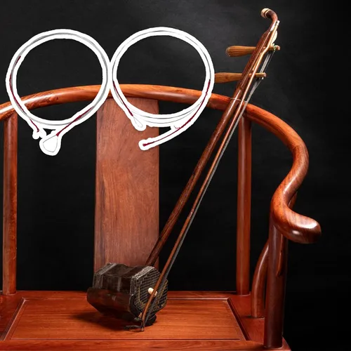 Miniatura 7 de Lovermusic 39.37 pulgadas de longitud, accesorios de instrumentos musicales chinos plateados para cuerdas Erhu de 2 cuerdas, paquete de 2