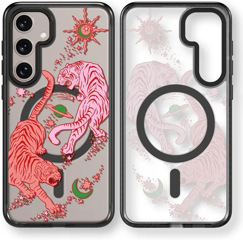 Miniatura 104 de Rosarnnah Funda compatible con Samsung Galaxy S24 Ultra, bonita estética, a la moda, divertida funda con estampado de gatito y gato, duradera a
