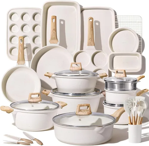 CAROTE Juego de ollas y sartenes antiadherentes, juego de utensilios de cocina, juego de cocina antiadherente, utensilios de cocina de inducción con