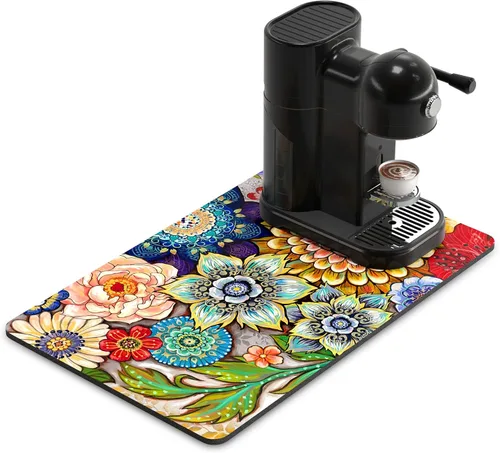 Miniatura 39 de Rnivvi Tapete de secado de platos para encimera de cocina, 16 x 18 pulgadas, bonita almohadilla de secado absorbente resistente al calor con goma