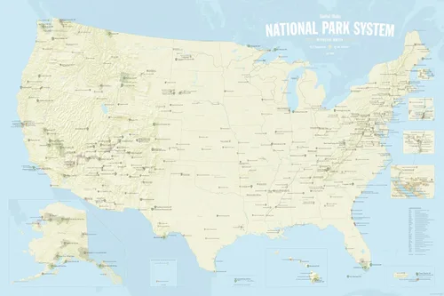 Miniatura 18 de Mapa de unidades del Sistema de Parques Nacionales de Estados Unidos 24x36 (Tierra Natural)