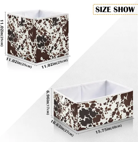 Miniatura 3 de Kigai Cubo de almacenamiento con estampado de vaca, cesta de almacenamiento plegable grande para juguetes, organizador de ropa, para estantes