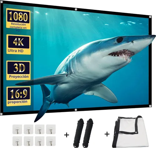 Miniatura 9 de Pantalla de proyector, pantalla de proyección frontal trasera portátil plegable de 84 pulgadas, para interiores y exteriores, 4K 16:9 HD, pantalla