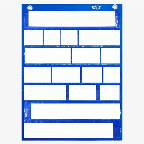 Miniatura 2 de Tabla magnética de bolsillo con 10 tarjetas de borrado en seco para estándares, horario diario, actividades, demostraciones de clase (azul)